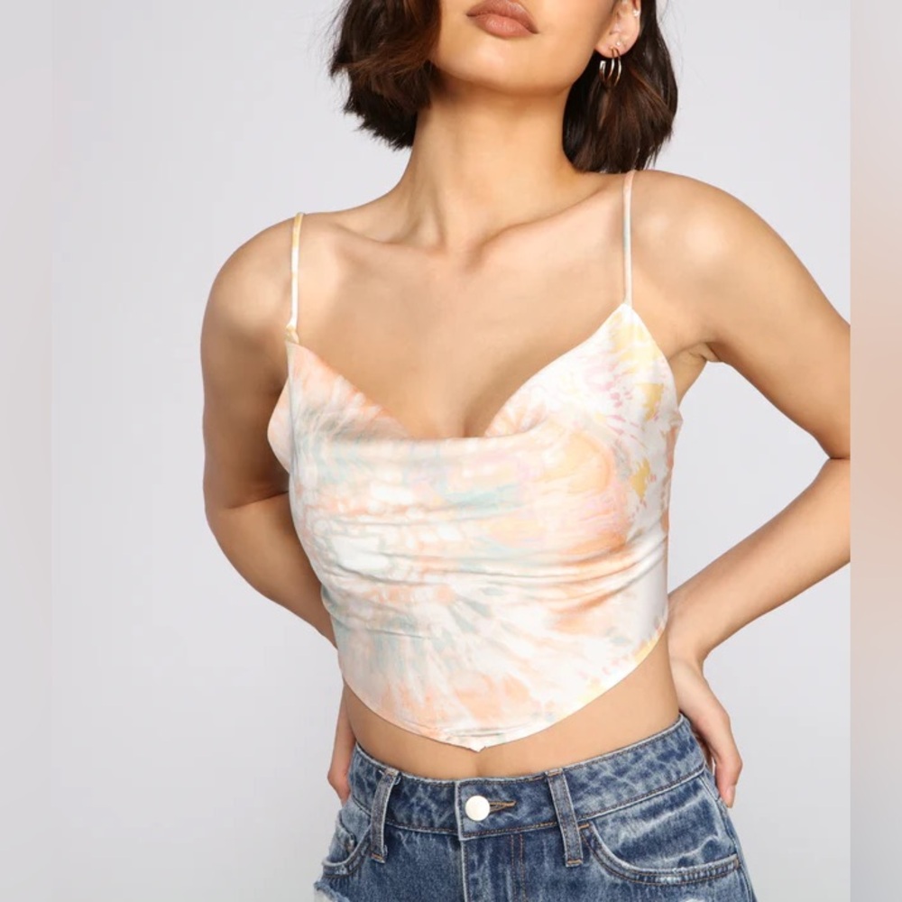 WINDSOR - Tie Dye Satin Scarf Top